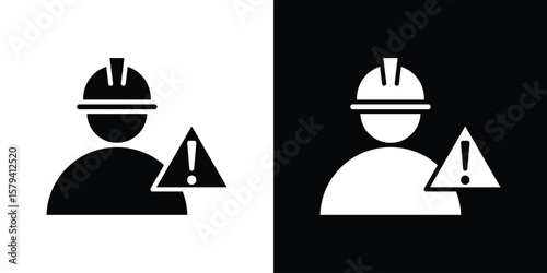 Construction risk icon vector glyph pack. Black silhouette icons.