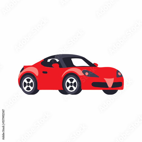 Red Sports Car Cartoon Illustration-Sleek Design-Automotive Art-Vector Graphic-Modern Vehicle-Transportation Image-Stylish Car-Auto Icon-Luxury Car Concept-Speed and Performance