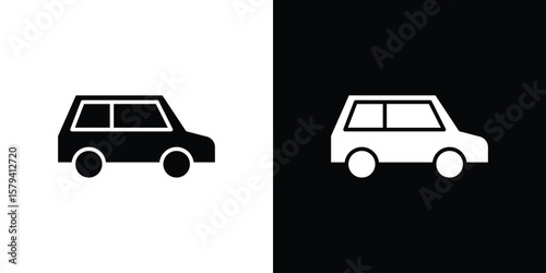 Compact car icon vector glyph pack. Black silhouette icons.