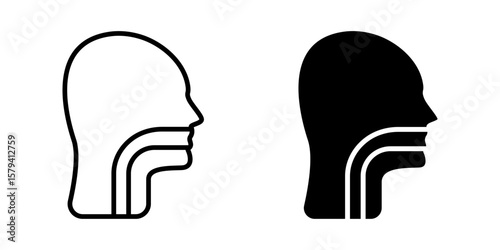 Throat icon set. A simple and clean illustration of a human head showing throat anatomy in minimalist style. Perfect for medical, healthcare, or educational materials.
