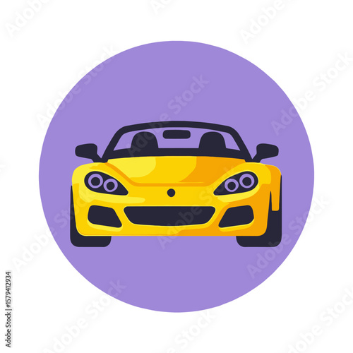 Yellow Convertible Car Illustration-Sporty Vehicle Image-Roadster Design Graphic-Car Icon for Web Design-Automobile Clip Art-Transportation Illustration