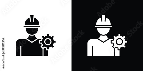 Civil Engineer icon vector glyph pack. Black silhouette icons.