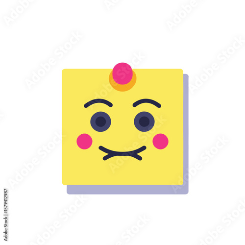Yellow Sticky Note with a Confused Emoji Face- Reminders and Organization- Fun Office and School Supplies- Digital Planning and Note-Taking Graphics