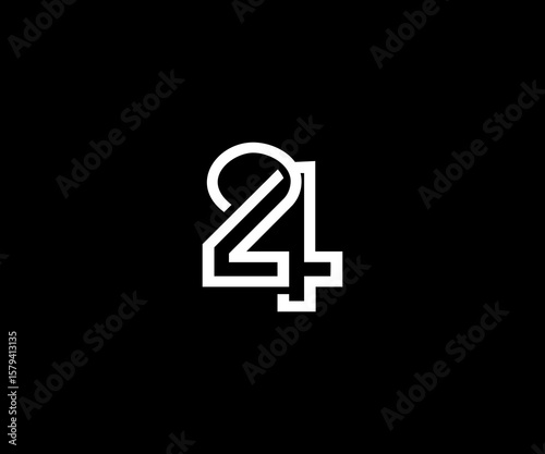 letter 24 twenty four modern logo