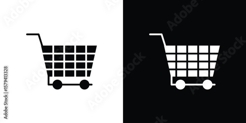 Cart icon vector glyph pack. Black silhouette icons.