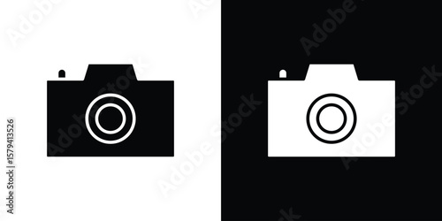 Camera icon vector glyph pack. Black silhouette icons.
