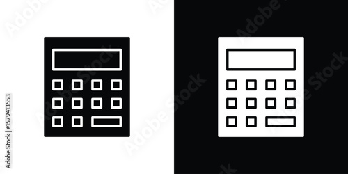 Calculator icon vector glyph pack. Black silhouette icons.