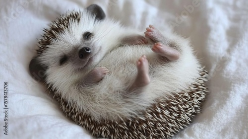 Adorable hedgehog curled up