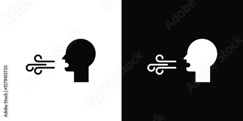 Breath icon vector glyph pack. Black silhouette icons.