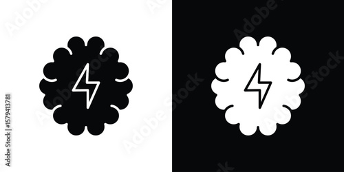 Brainstorm icon vector glyph pack. Black silhouette icons.