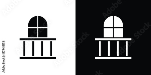 Balcony icon vector glyph pack. Black silhouette icons.