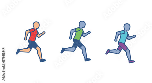 Dynamic Running Sequence Illustration of Athletes in Motion for Fitness Enthusiasts