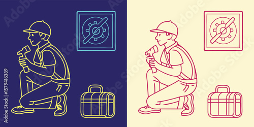 Technician with tool and equipment overalls