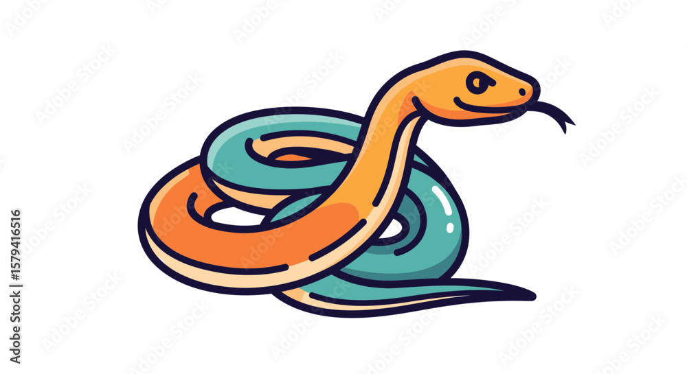 Obraz premium Dynamic Illustration of a Colorful Snake in Motion, Digital Art, Vibrant Background, Creative Style