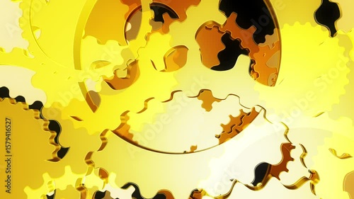 Gold on black looping gears animated background
