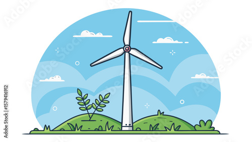 Wind Turbine Icon – Renewable Energy Vector