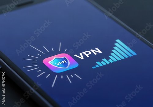 VPN Mobile App with Shield Icon – Cybersecurity & Internet Privacy Protection Concept