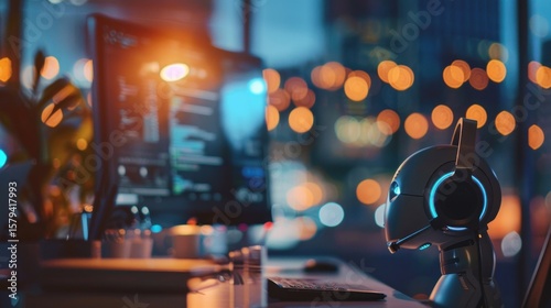 AI Assistant at Night: Futuristic Tech Support