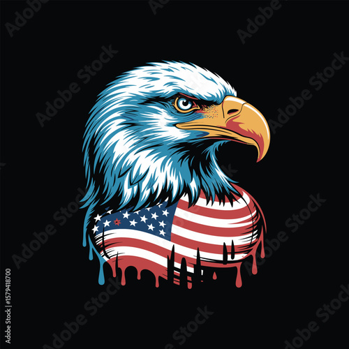 American eagle with USA flag wings flying mascot vector illustration