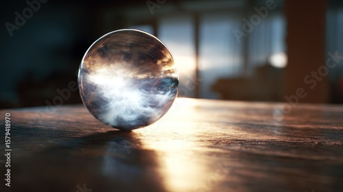 Crystal ball reflecting sunset
