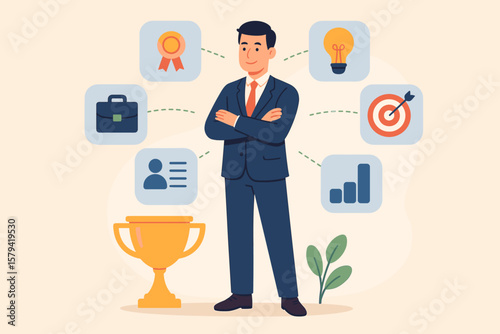 Competence, skills for work responsibility. Professional work experience, capability. Qualification for job and career development concept. Metaphor for business success.