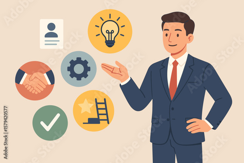 Business failure metaphor. Clumsy businessman stumble and fall over a power cable. Concept of mistake, accident, surprise problem, crisis, and business impact. Modern vector.