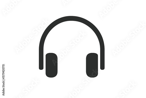 Minimalist Headphones Icon Vector. Simple Black Headset Symbol for Music, Audio, Podcast, Call Center, Customer Support, App UI, Web Design, Technology, Communication, Isolated Illustration