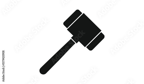 Black silhouette of a judge s gavel on a white background