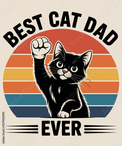 Best Cat Dad Ever Vintage Cat Daddy Paw Fist Bump Cats Lover