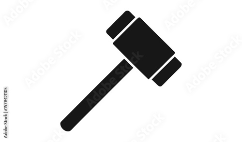 Black silhouette of a judge s gavel on a white background