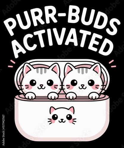 cute Kawaii Cat fun Earbuds Case Funny cat lover