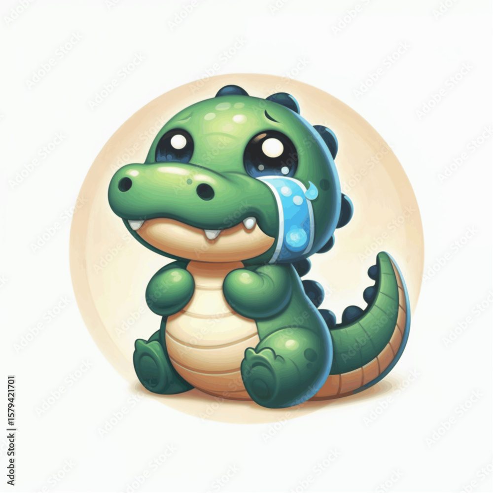 Fototapeta premium sad crocodile cartoon