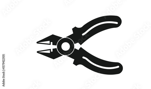 Black silhouette of combination pliers isolated on a white background