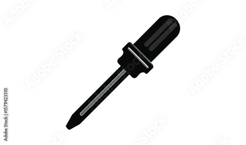 Simple black dropper pipette tool isolated on white background for science