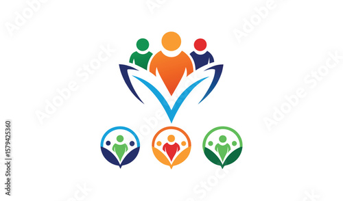 Abstract people icons representing community support and teamwork