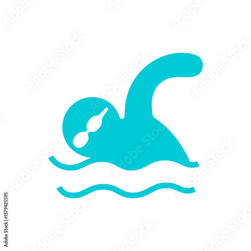 Graceful swimmer graphic featuring aquatic motion in a clean, modern design, perfect for representing sports or recreational activities with a simple style.