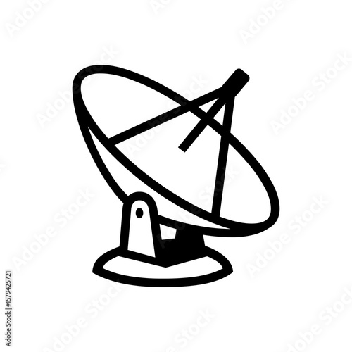 Communication dish graphic provides a clean, minimal style for technology, science, or telecommunications projects.