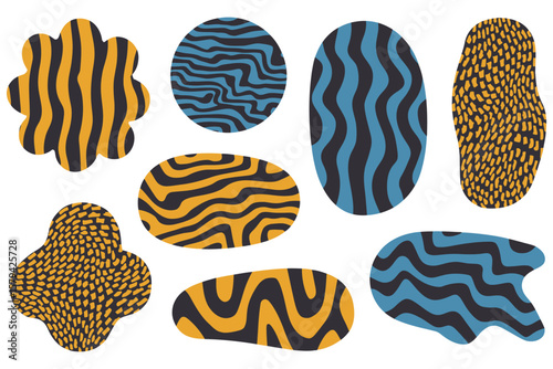 A vibrant vector seamless pattern design features a set of detailed animal paw print icons for decoration