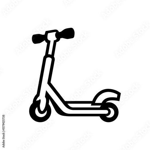 Scooter graphic with sleek lines shows individual transport or a simple icon for eco-friendly commutes and urban mobility options.