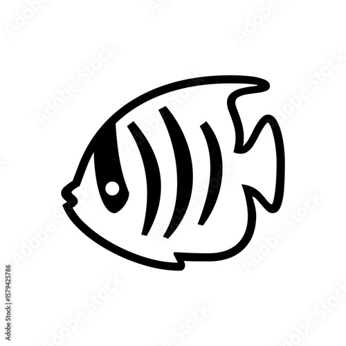 Striking emblem displaying a simplistic striped angelfish ideal for oceanic themes, branding, or marine life related projects.