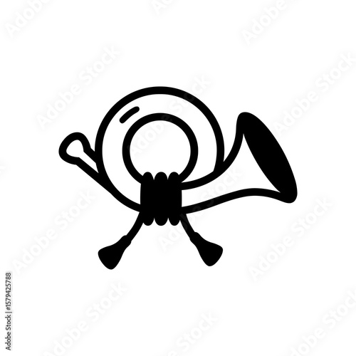 Graceful horn graphic, elegantly styled for creative projects relating to music, fanfare, or heraldry with a bold, modern, and minimal design.