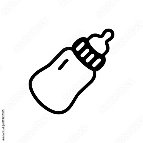 Baby bottle line art graphic ideal for baby shower invitations and minimalist nursery decor projects that require scalable design.