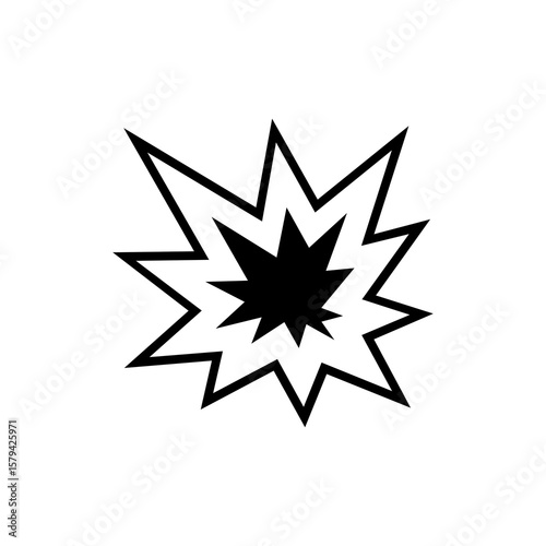 A stylized burst graphic for design elements, perfect as an icon or explosive effect, offering easy scaling and modification for creative projects.