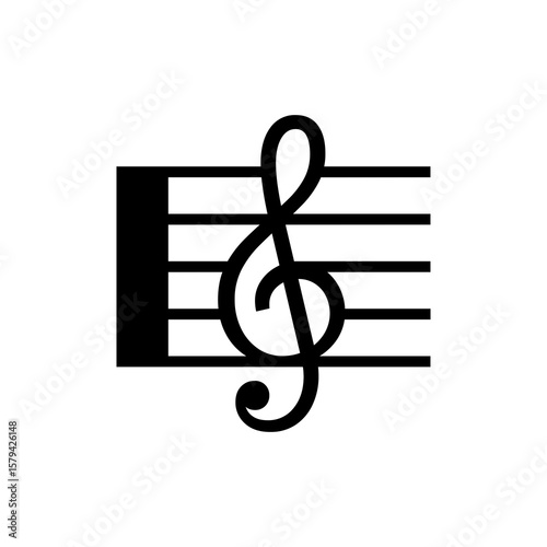 Elegant musical note graphic showcases a treble clef over a staff, ideal for creative projects and music-themed branding.