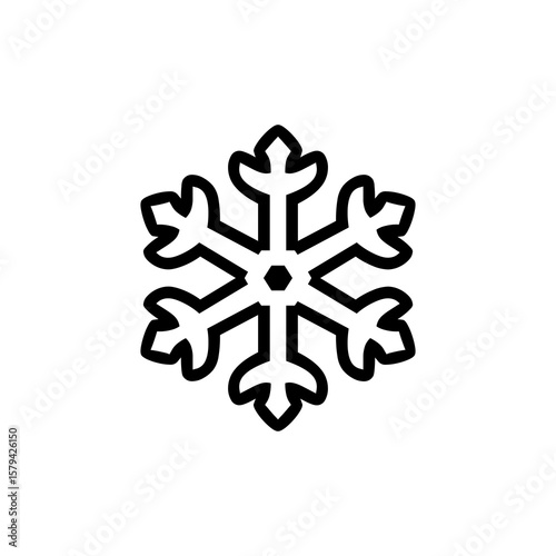 Delicate snowflake design with clean, crisp lines perfect for winter themes and frosty graphic projects, conveying a sense of seasonal charm.