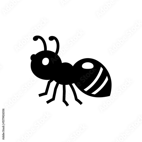 An adorable ant design featuring a minimalist, cartoonish style, perfect for creating logos or icons for nature or science-themed projects.