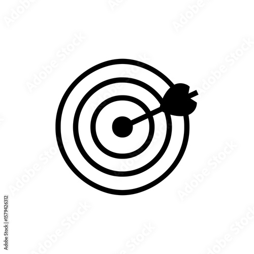 Achieving goals is symbolized by this bulls-eye and arrow, representing focus, success, target, precision and aiming perfectly.