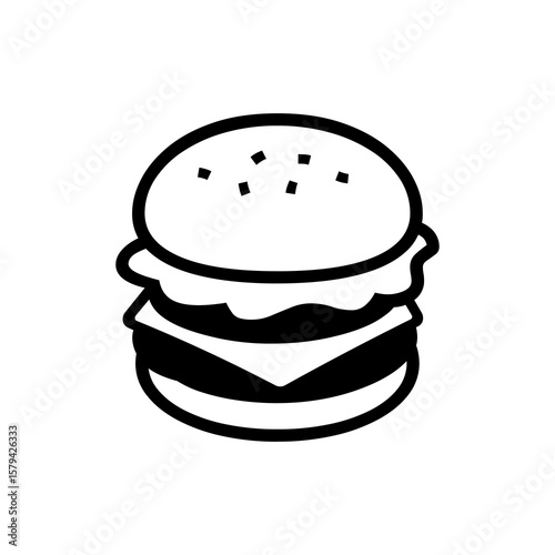 Delicious burger artwork with a clean, modern design, perfect for fast food menus, logo creation, or any culinary project.
