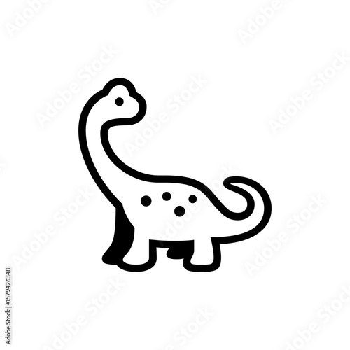 Charming brachiosaurus graphic in minimalist style, perfect for kid-themed designs and educational projects, conveying simplicity and playfulness.