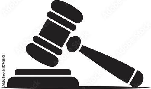 Judge Gavel and Sound Block icon, justice and law symbol in solid black